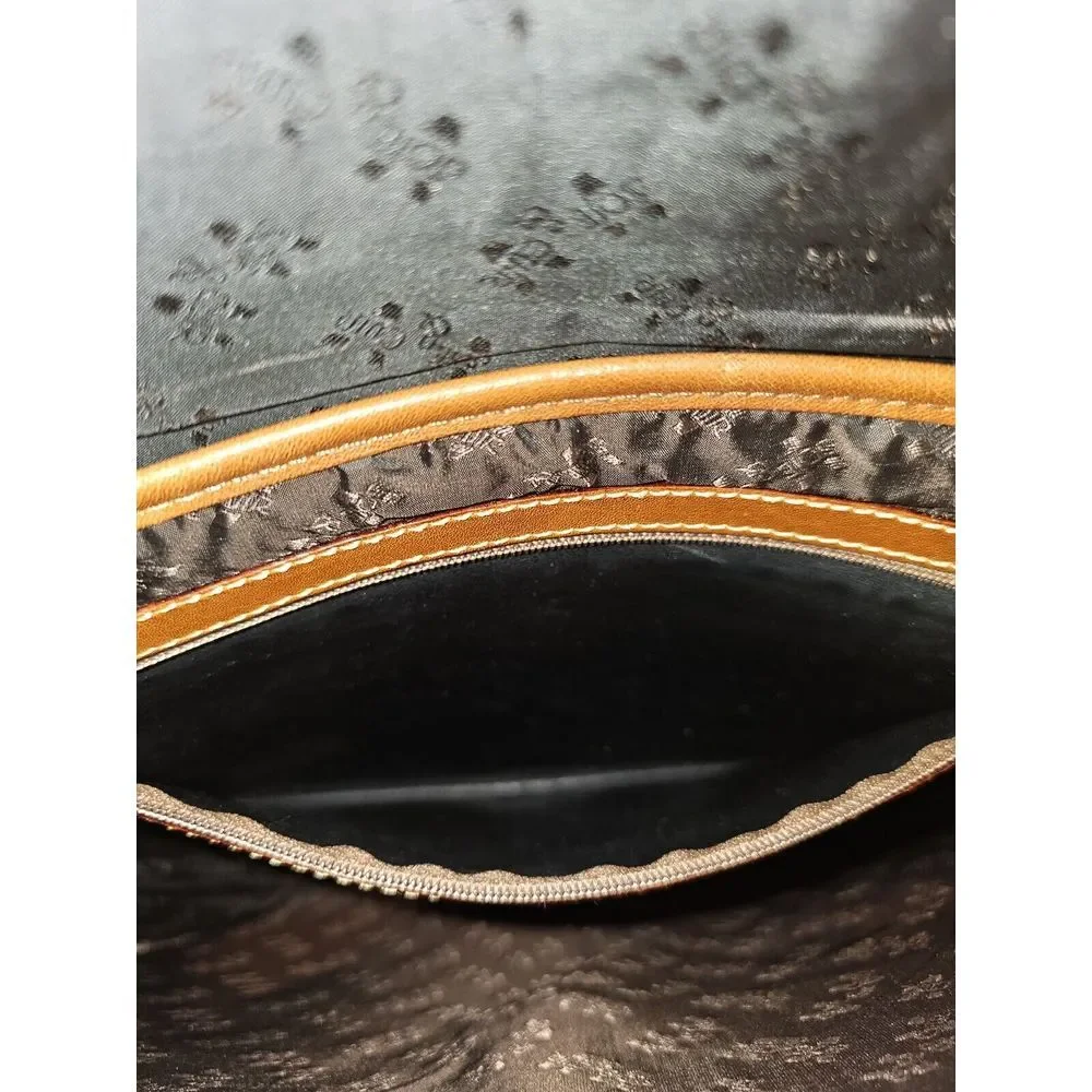 Soie & Cuir‎ Made In Italy V&V Clutch Handbag Beautiful Leather Accents Floral
